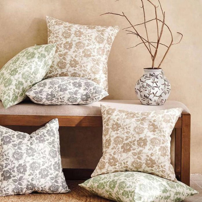 English Garden 2Piece Cotton Printed Cushion Cover Set 50X50Cm - Sage Pan Home