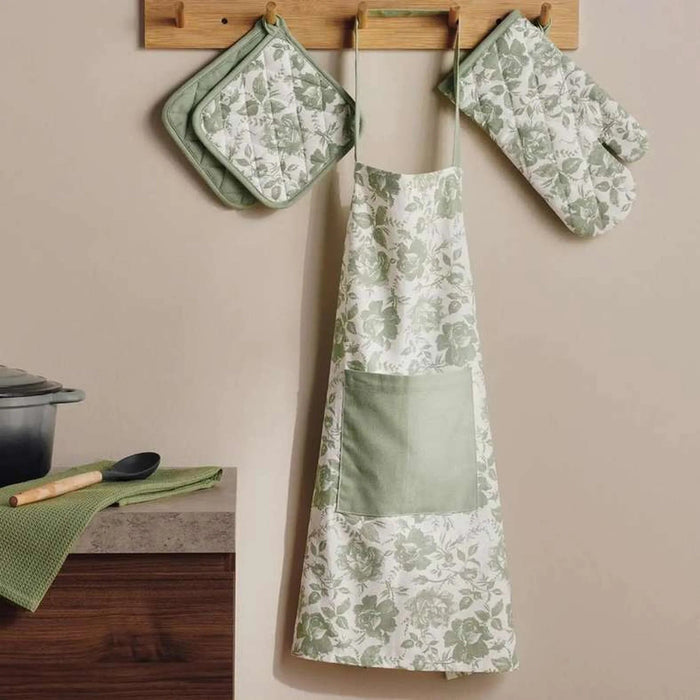 English Garden 2Piece Cotton Printed Potholder Set 20X20Cm - Sage Pan Home