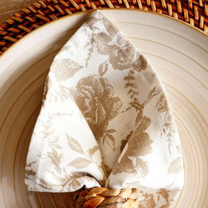 English Garden 4Piece Cotton Printed Napkin Set 45X45Cm - Beige