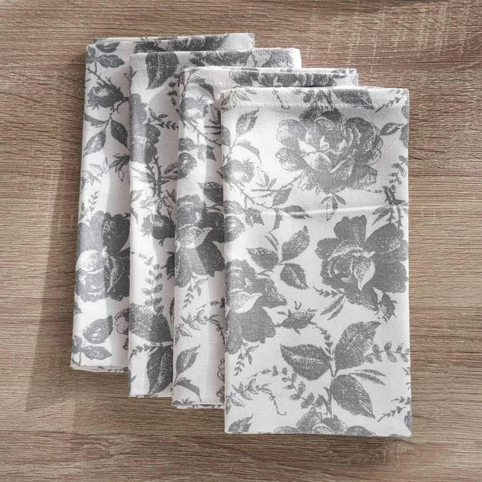 English Garden 4Piece Cotton Printed Napkin Set 45X45Cm - Grey
