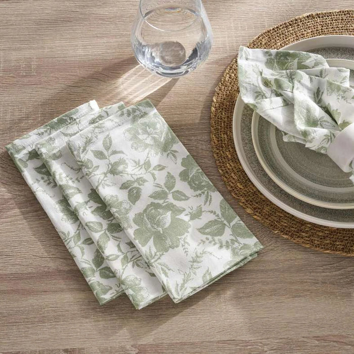 English Garden 4Piece Cotton Printed Napkin Set 45X45Cm - Sage