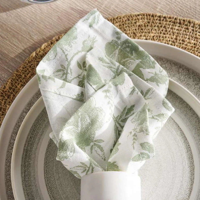 English Garden 4Piece Cotton Printed Napkin Set 45X45Cm - Sage
