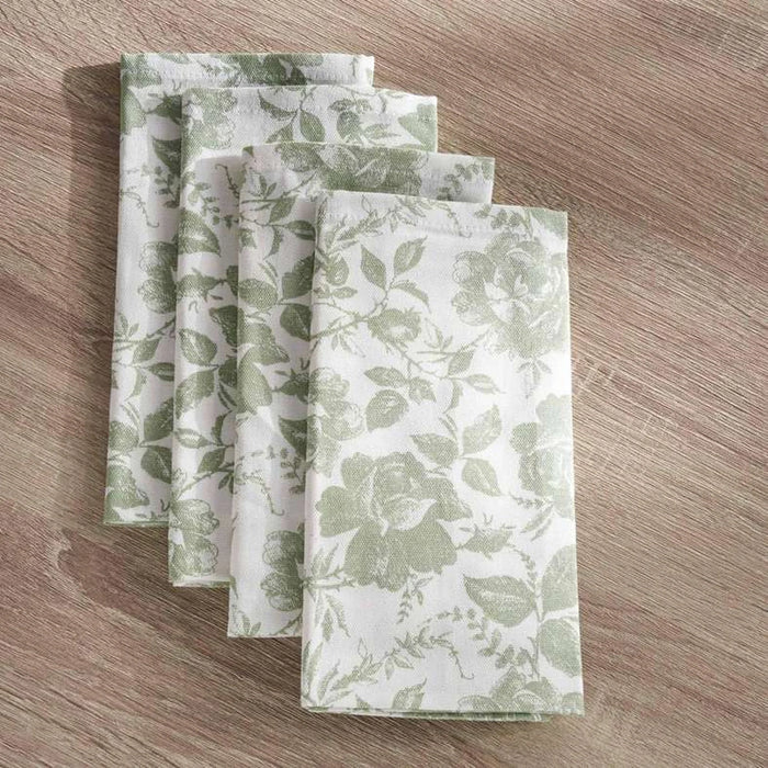 English Garden 4Piece Cotton Printed Napkin Set 45X45Cm - Sage
