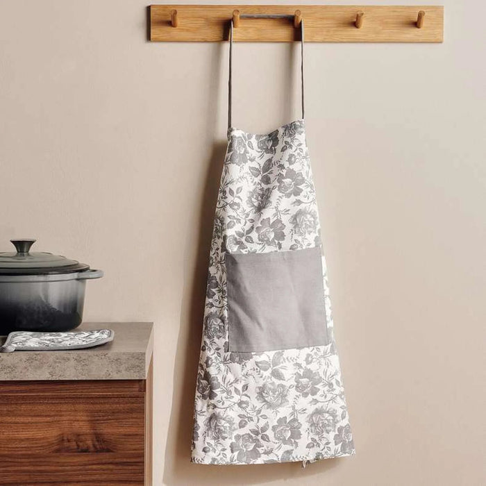 English Garden Cotton Printed Apron 60X70Cm - Grey