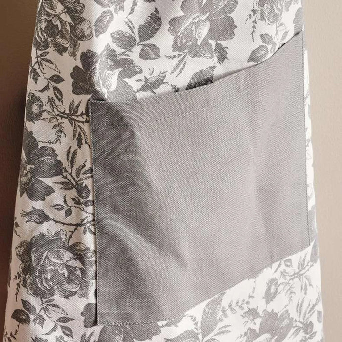 English Garden Cotton Printed Apron 60X70Cm - Grey
