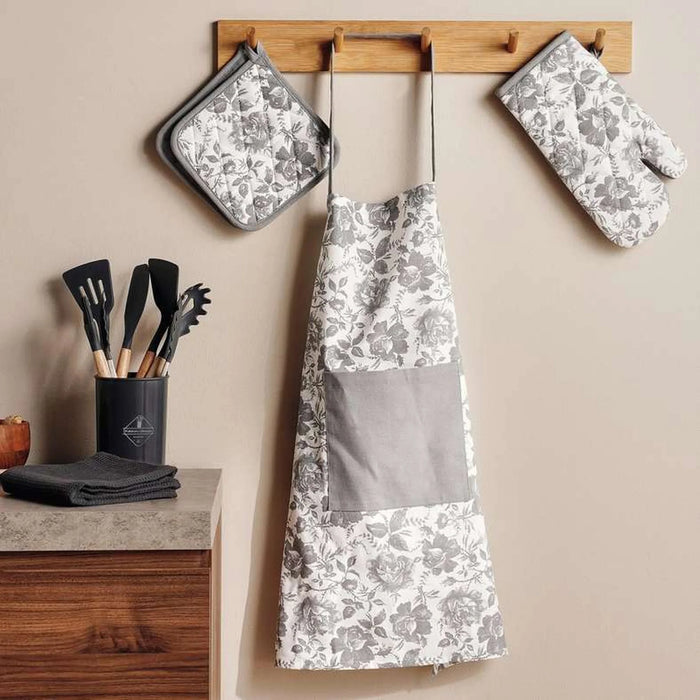 English Garden Cotton Printed Apron 60X70Cm - Grey