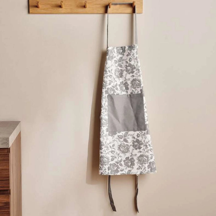 English Garden Cotton Printed Apron 60X70Cm - Grey