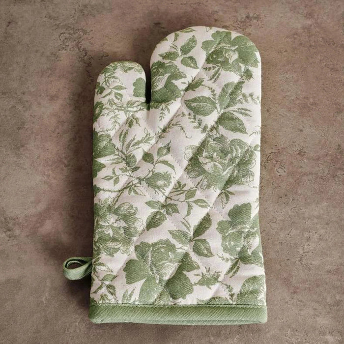English Garden Cotton Printed Oven Mitten 18X32Cm - Sage Pan Home