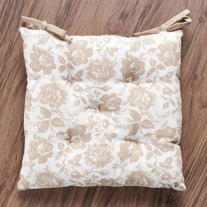 English Garden Printed Cotton Chairpad 40X40Cm - Beige Pan Home