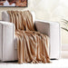 English Garden Solid Cotton Textured Throw 130X170Cm - Beige Pan Home