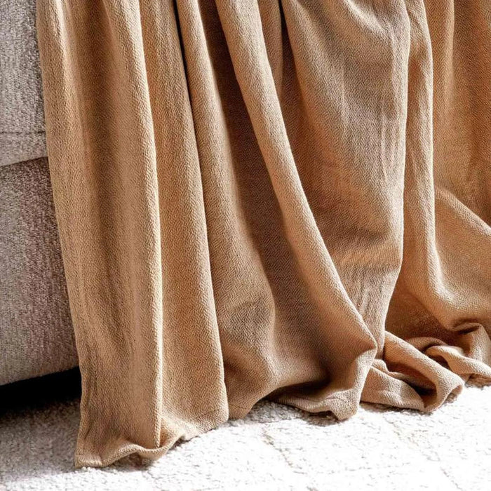 English Garden Solid Cotton Textured Throw 130X170Cm - Beige Pan Home
