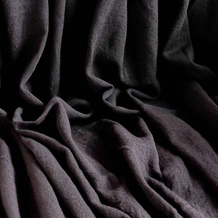 English Garden Solid Cotton Textured Throw 130X170Cm - Grey Pan Home