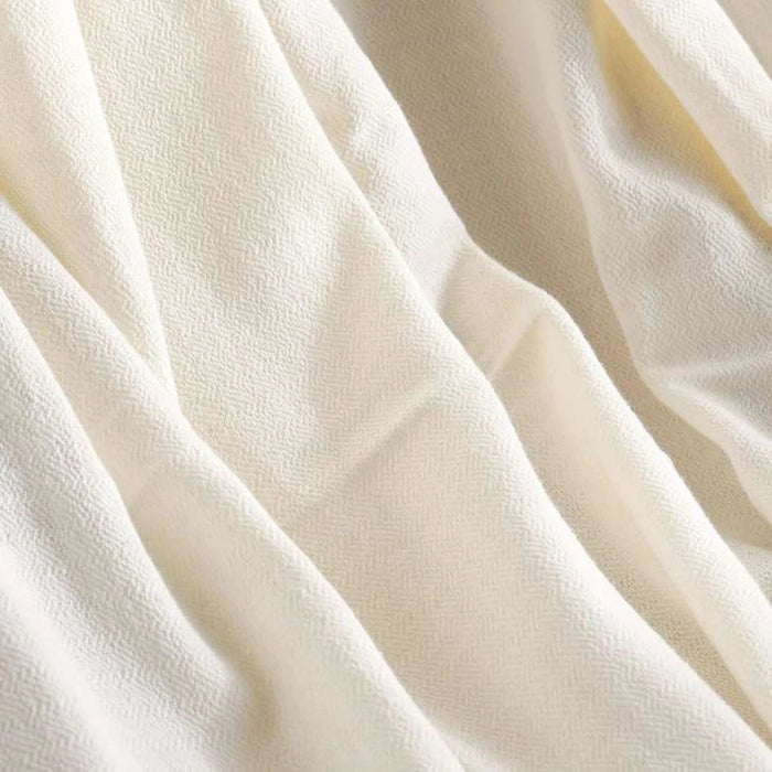 English Garden Solid Cotton Textured Throw 130X170Cm - White Pan Home
