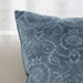 Engraved Damask Down Alt Filled Leather Cushion 50X50Cm - Blue Pan Home