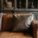 Engraved Damask Down Alt Filled Leather Cushion 50X50Cm - Olive Pan Home