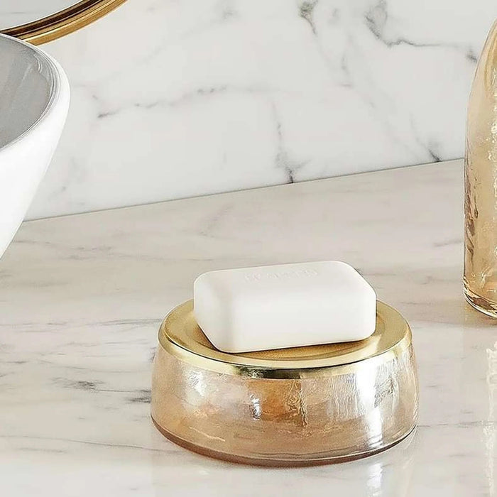 Enigma Glass Soap Dish 13X9X3Cm-Gold Pan Home