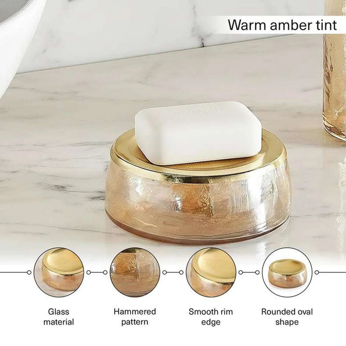 Enigma Glass Soap Dish 13X9X3Cm-Gold Pan Home