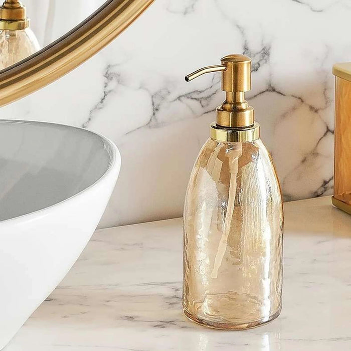 Enigma Glass Soap Dispenser 7X7X19Cm -Gold Pan Home