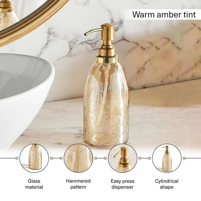 Enigma Glass Soap Dispenser 7X7X19Cm -Gold Pan Home