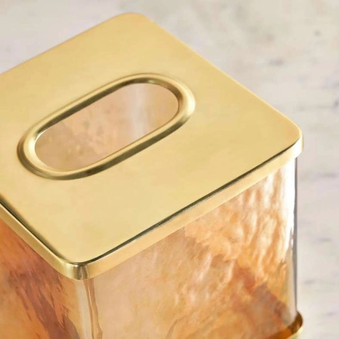Enigma Glass Tissue Box Cover 14X14X14Cm-Gold Pan Home