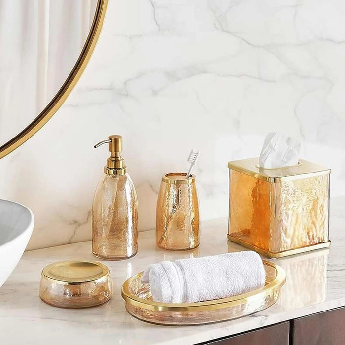 Enigma Glass Tissue Box Cover 14X14X14Cm-Gold Pan Home