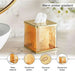 Enigma Glass Tissue Box Cover 14X14X14Cm-Gold Pan Home