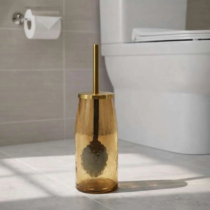 Enigma Glass Toilet Brush Holder 10X10X40Cm-Gold
