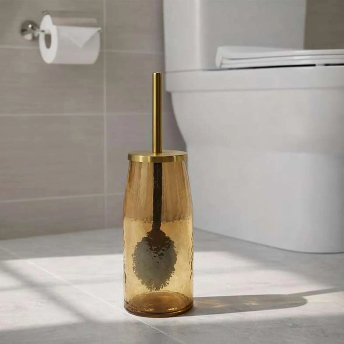 Enigma Glass Toilet Brush Holder 10X10X40Cm-Gold
