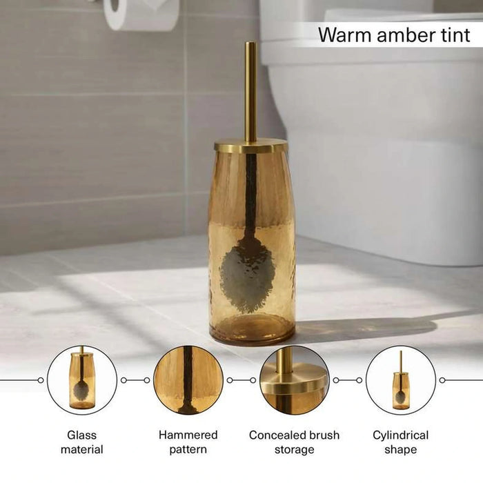 Enigma Glass Toilet Brush Holder 10X10X40Cm-Gold