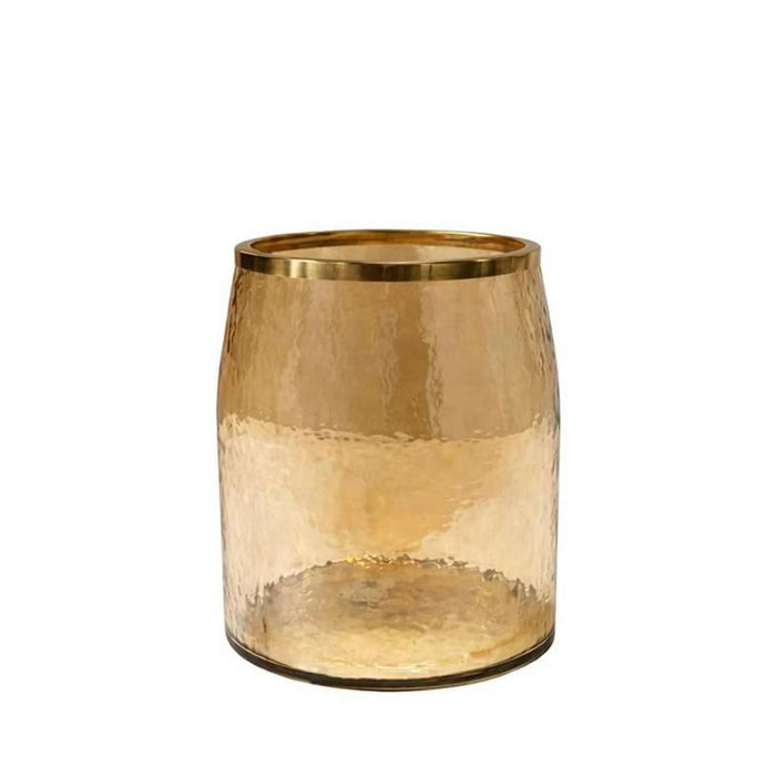 Enigma Glass Waste Bin 20X20X25Cm-Gold Pan Home