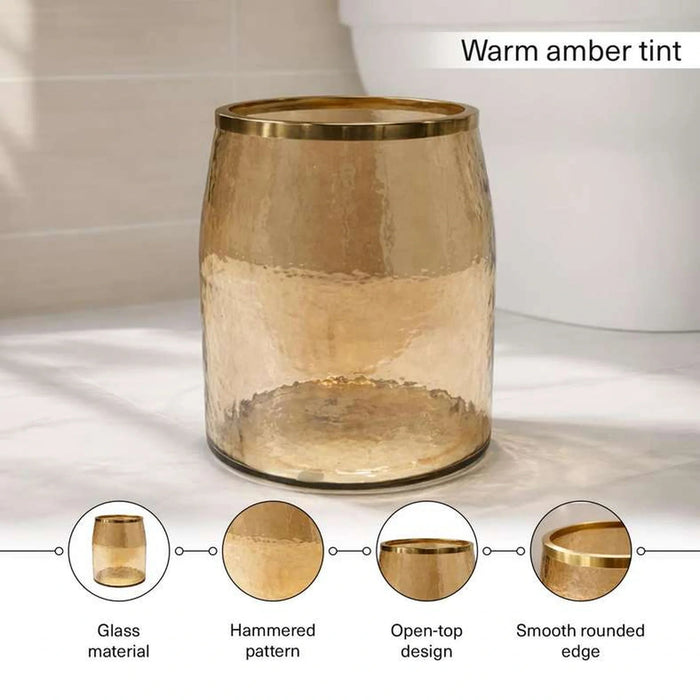 Enigma Glass Waste Bin 20X20X25Cm-Gold Pan Home