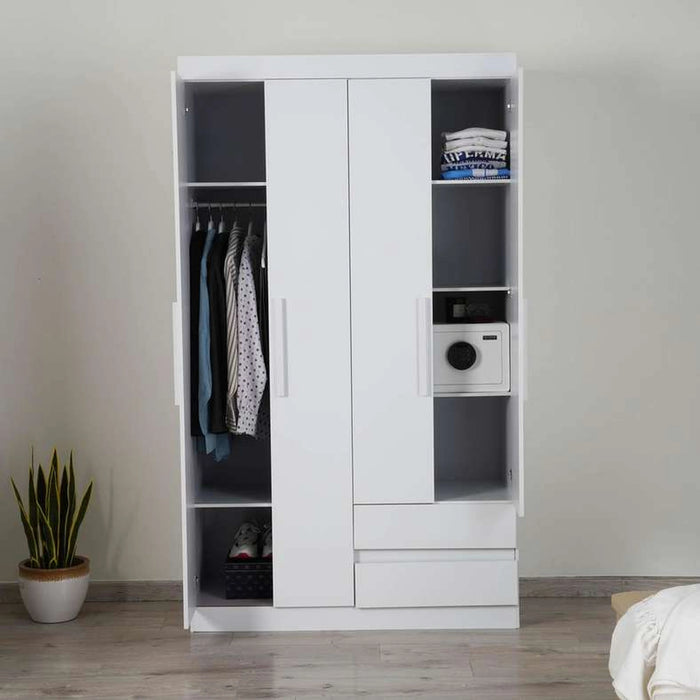 Enstatite 4 Door Wardrobe With 2 Drawers - White
