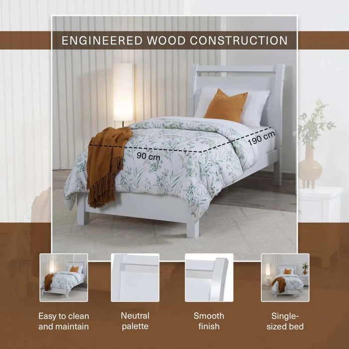 Enstatite Single Bed-90X190 Cm-White