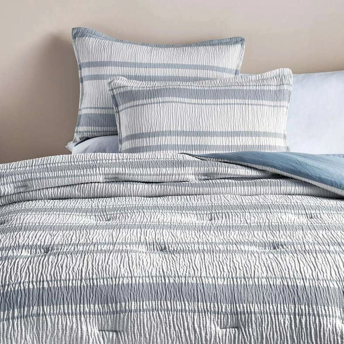 Erica 3-Piece Waffle Stripe Full Comforter Set 160X220Cm - Grey