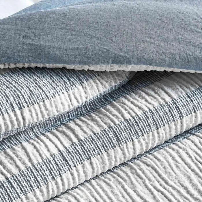 Erica 3-Piece Waffle Stripe Full Comforter Set 160X220Cm - Grey