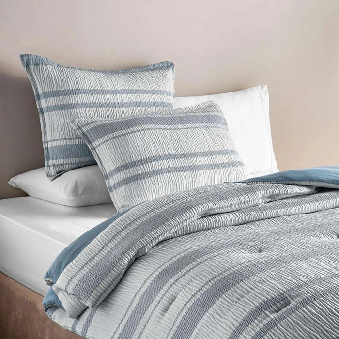 Erica 3-Piece Waffle Stripe King Comforter Set  240X260Cm - Grey