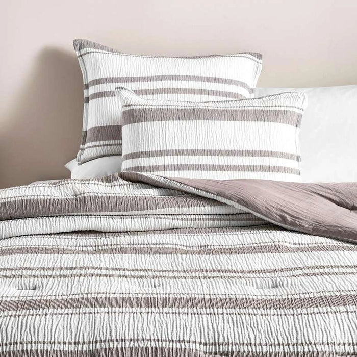 Erica 3-Piece Waffle Stripe King Comforter Set 240X260Cm - Taupe