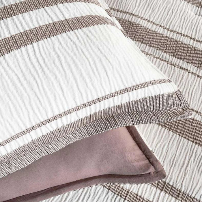 Erica 3-Piece Waffle Stripe King Comforter Set 240X260Cm - Taupe