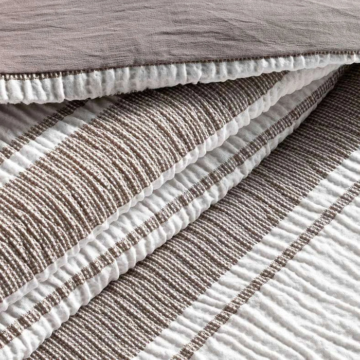 Erica 3-Piece Waffle Stripe King Comforter Set 240X260Cm - Taupe