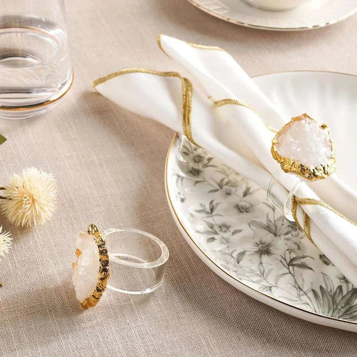 Erin  2 Piece Agate Napkin Ring Set 5X6.8Cm- Gold Pan Home