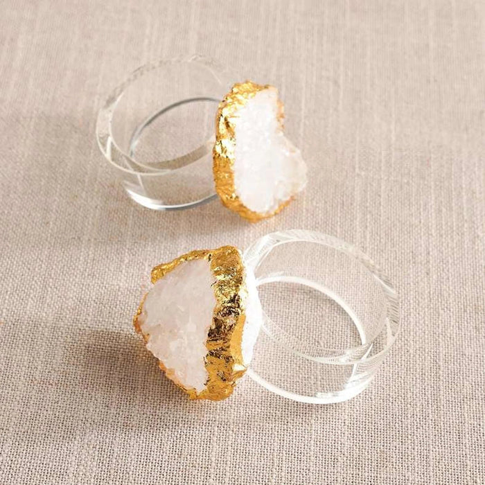 Erin  2 Piece Agate Napkin Ring Set 5X6.8Cm- Gold Pan Home