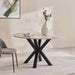 Eskola New 6 Seater Dining Table Marble Round - White Black Pan Home