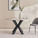 Eskola New 6 Seater Dining Table Marble Round - White Black Pan Home