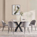 Eskola New 6 Seater Dining Table Marble Round - White Black Pan Home