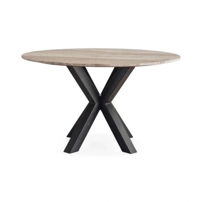 Eskola New 6 Seater Dining Table Marble Round - White Black Pan Home