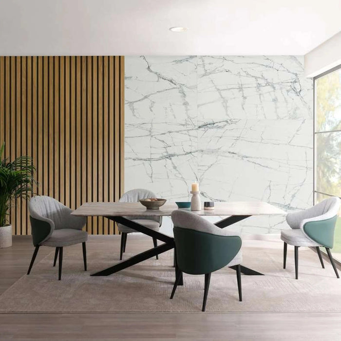 Eskola New 8 Seater Dining Table Marble - White Black ~ White Pan Home
