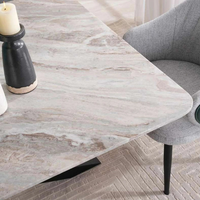 Eskola New 8 Seater Dining Table Marble - White Black ~ White Pan Home