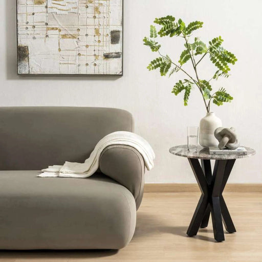 Eskola New End Table Marble - White Black ~ White Pan Home
