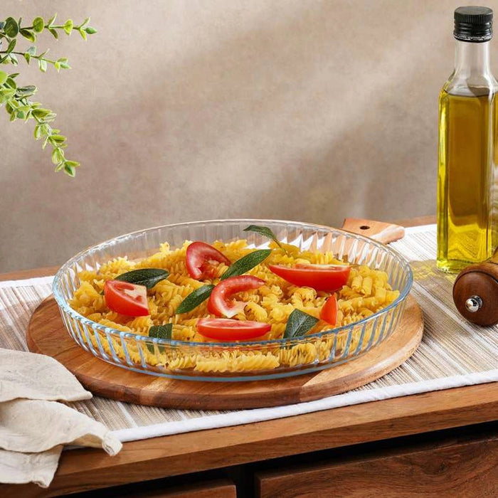 Esme Round Glass Flan Dish -Clear - 30x30 cm Pan Home