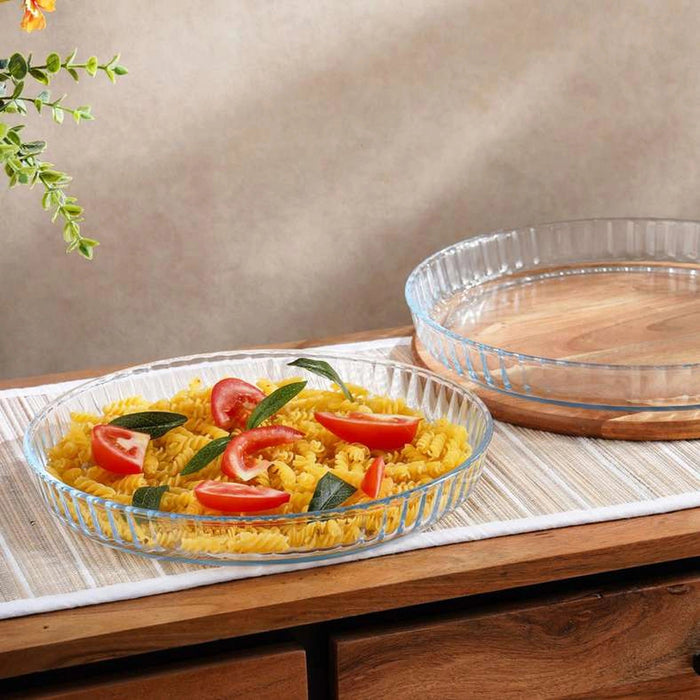 Esme Round Glass Flan Dish -Clear - 30x30 cm Pan Home